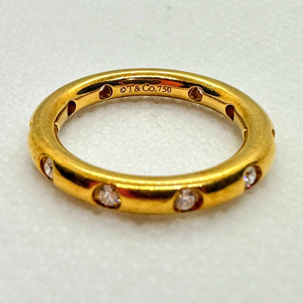 TIFFANY & Co. Yellow Gold .18ct Diamond Bezet Band Ring 4.5